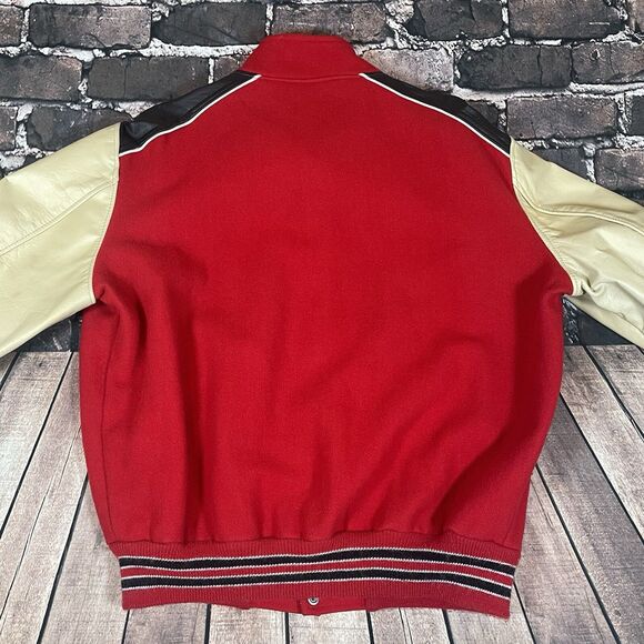 Vintage Howe Athletic Leather Wool Varsity Letterman Jacket Size XL Blank Plain - Picture 8 of 9